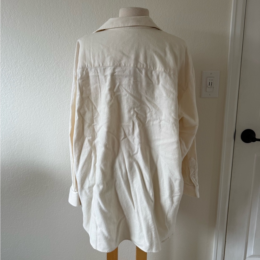 Frank & Eileen Mackenzie One Size Italian Cotton Flannel White Button-Down Shirt - Picture 10 of 10